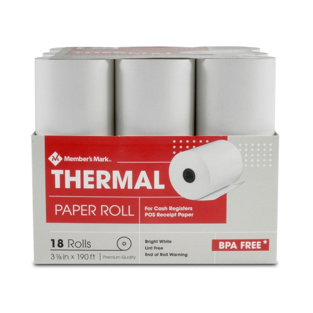 Members Mark Thermal Receipt Paper Rolls 3 1/8" X 190 18 Rolls